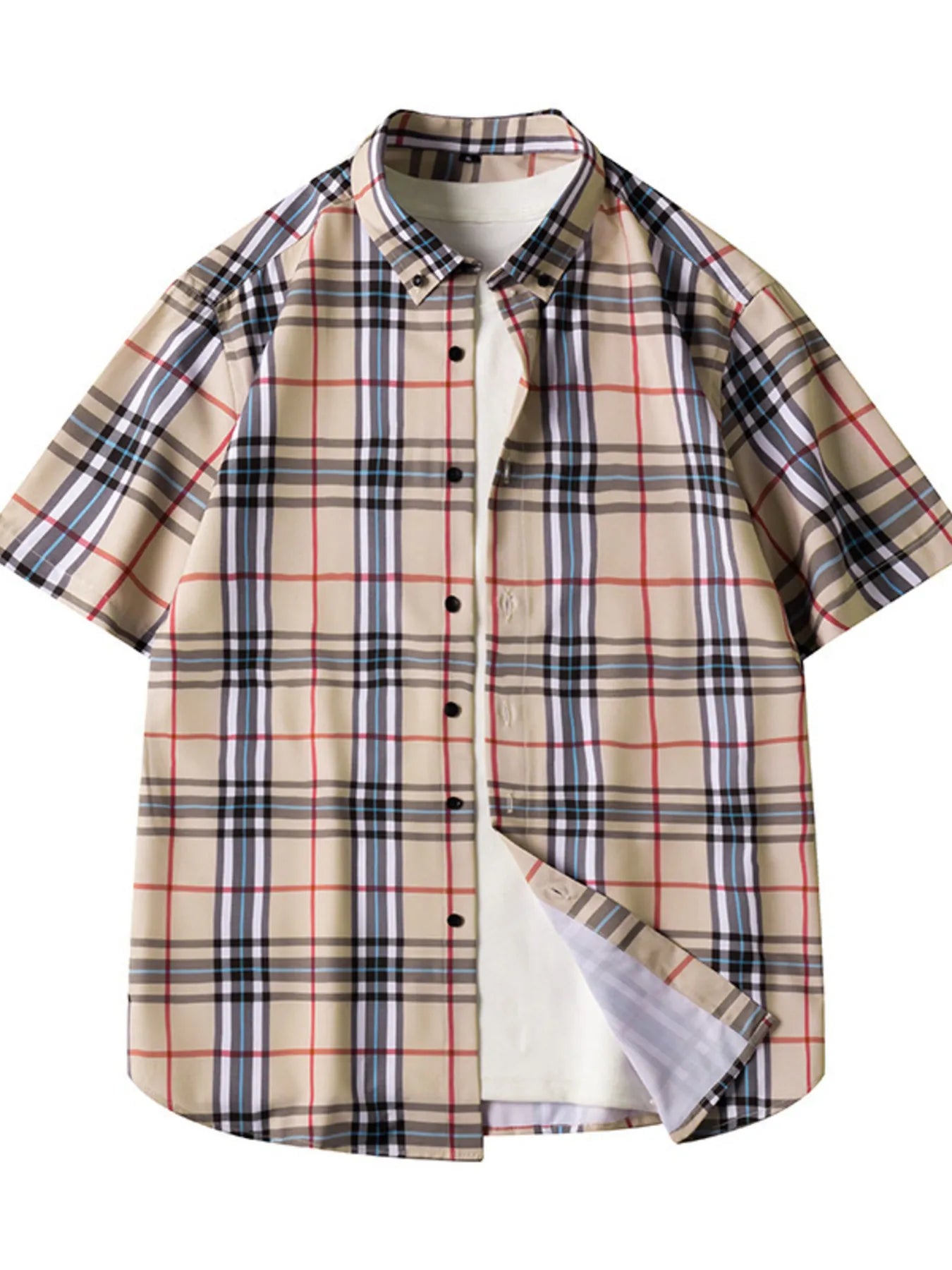 Men's Plus Size Classic Plaid Short Sleeve Shirt