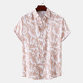Men's Plus Size Printed Short Sleeve Button-Up Shirt