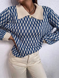 Diamond Pattern Peter Pan Collar Sweater