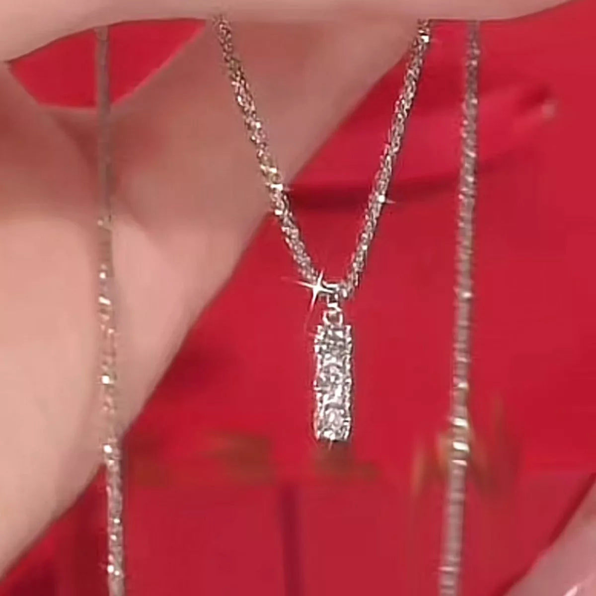 Moissanite 925 Sterling Silver Bar Necklace