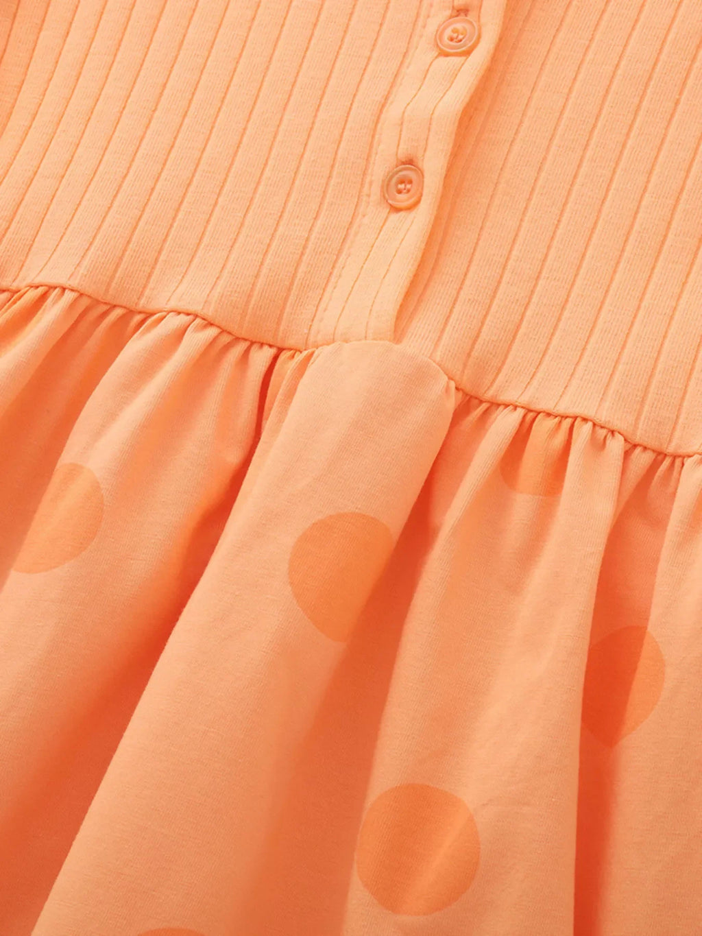 Children's Casual Ribbed Top Polka Dot Dress