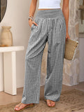 Gingham High Waist Wide Leg Pants