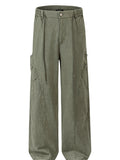 Men's Casual Wide Leg Cargo Pants with Elastic Waistband