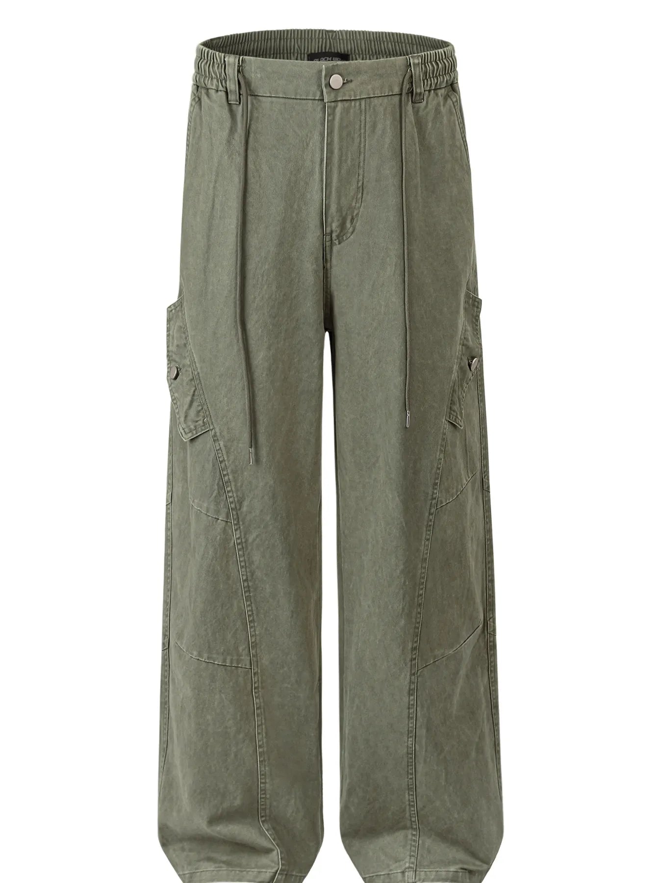 Men's Casual Wide Leg Cargo Pants with Elastic Waistband