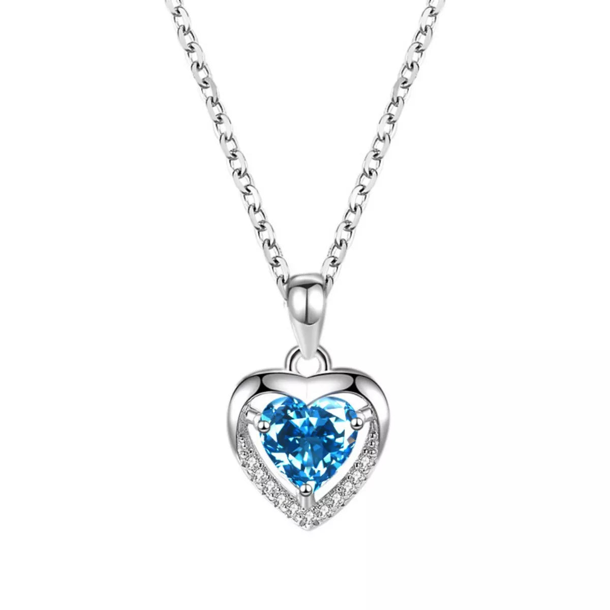 925 Sterling Silver Zircon Heart Necklace
