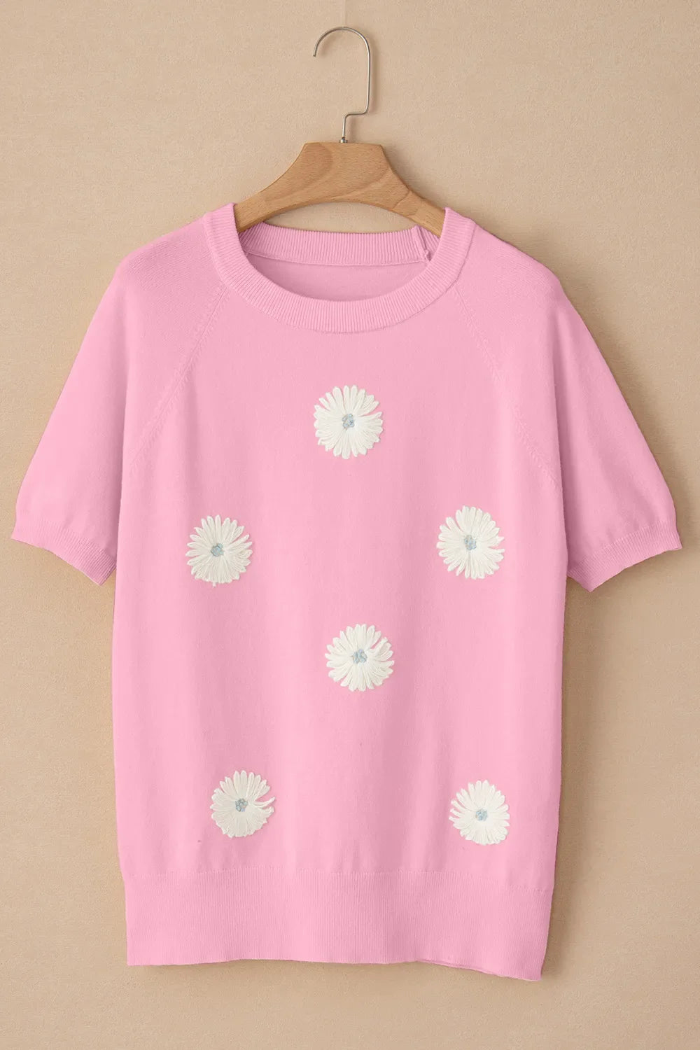 Daisy Round Neck Short Sleeve Knit Top