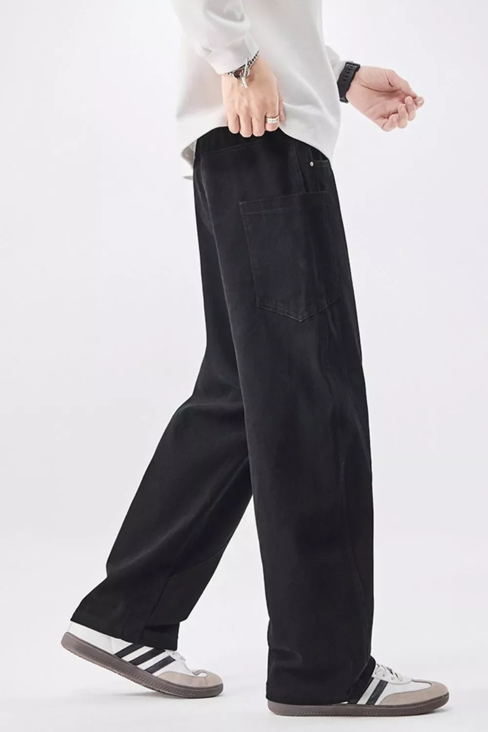 Men's Plus Size Loose Fit Drawstring Waist Jeans