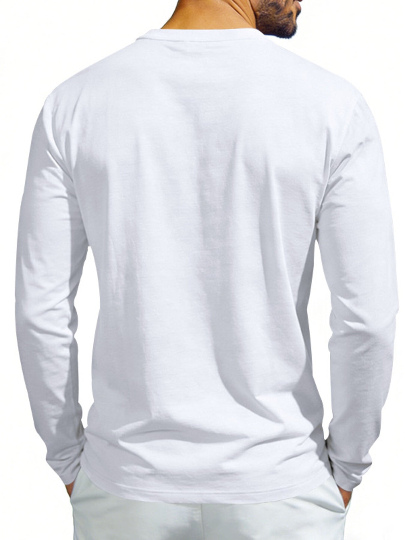 Men's Plus Size Casual Long Sleeve Henley T-Shirt with Pocket