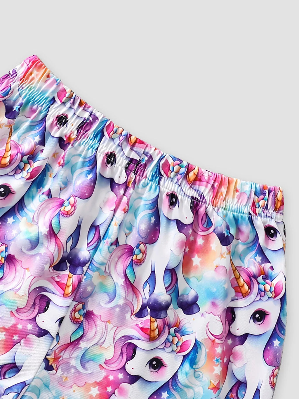 Children's Unicorn Print Ruffle Sleeve Top and Shorts Set