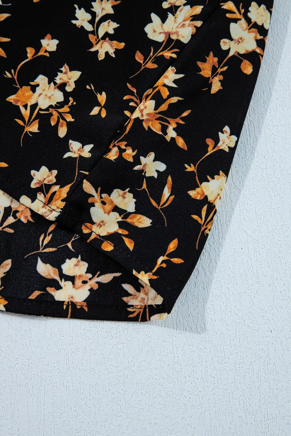 Floral Print Smocked Waist Long Sleeve Blouse