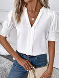 Notched Half Sleeve Blouse