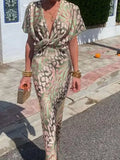 Full Size Twist-Front Animal Print Maxi Dress Plus Size