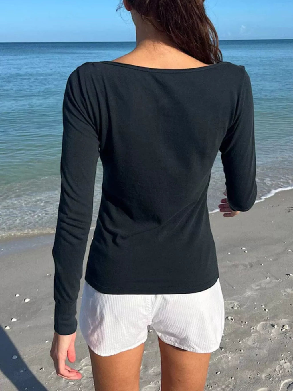 Striped Long Sleeve Henley T-Shirt
