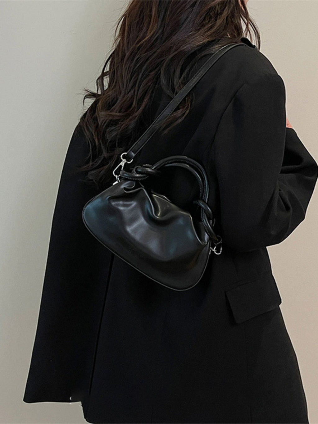 Knot Handle Ruched Crossbody Bag