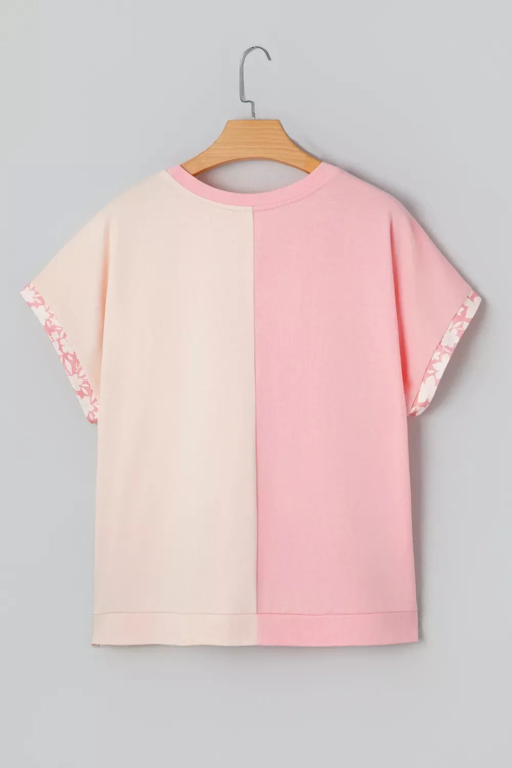 Color Block Flower Patched Loose T Shirt