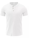 Men's Full Size Ribbed Button-Down Casual T-Shirt Plus Size