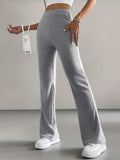 Ribbed Knit High Waist Flare Pants