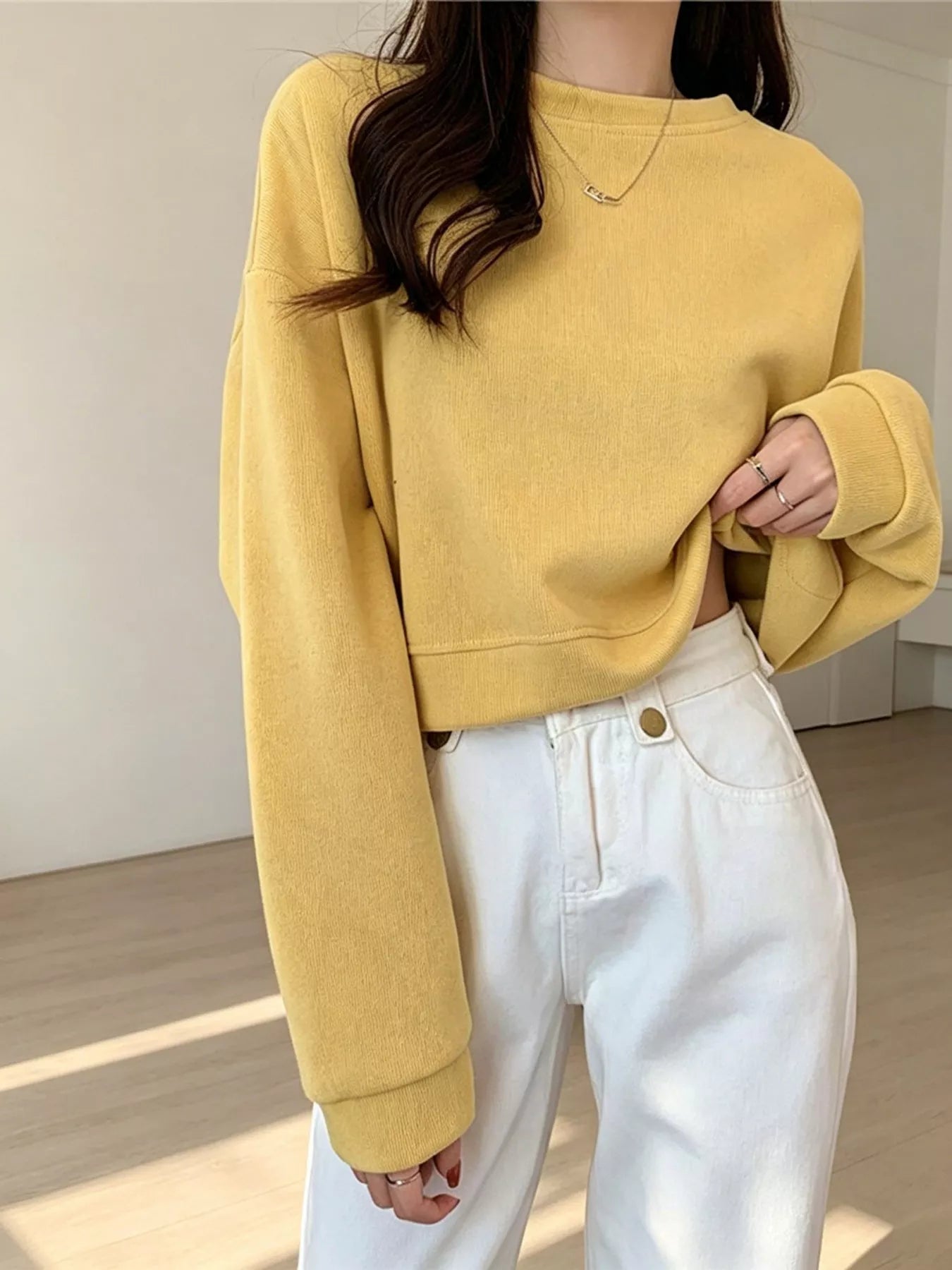 Crew Neck  Drop Shoulder Sweatshirt