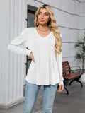 V-Neck Long Sleeve Relaxed Fit T-Shirt