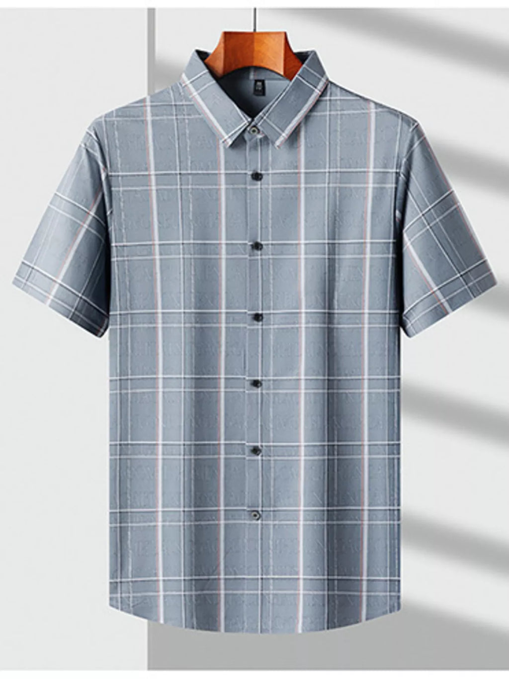 Men's Plus Size Plaid Button Up Short Sleeve Shirt