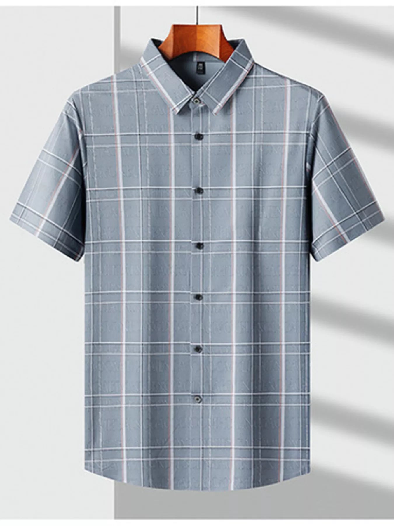 Men's Plus Size Plaid Button Up Short Sleeve Shirt