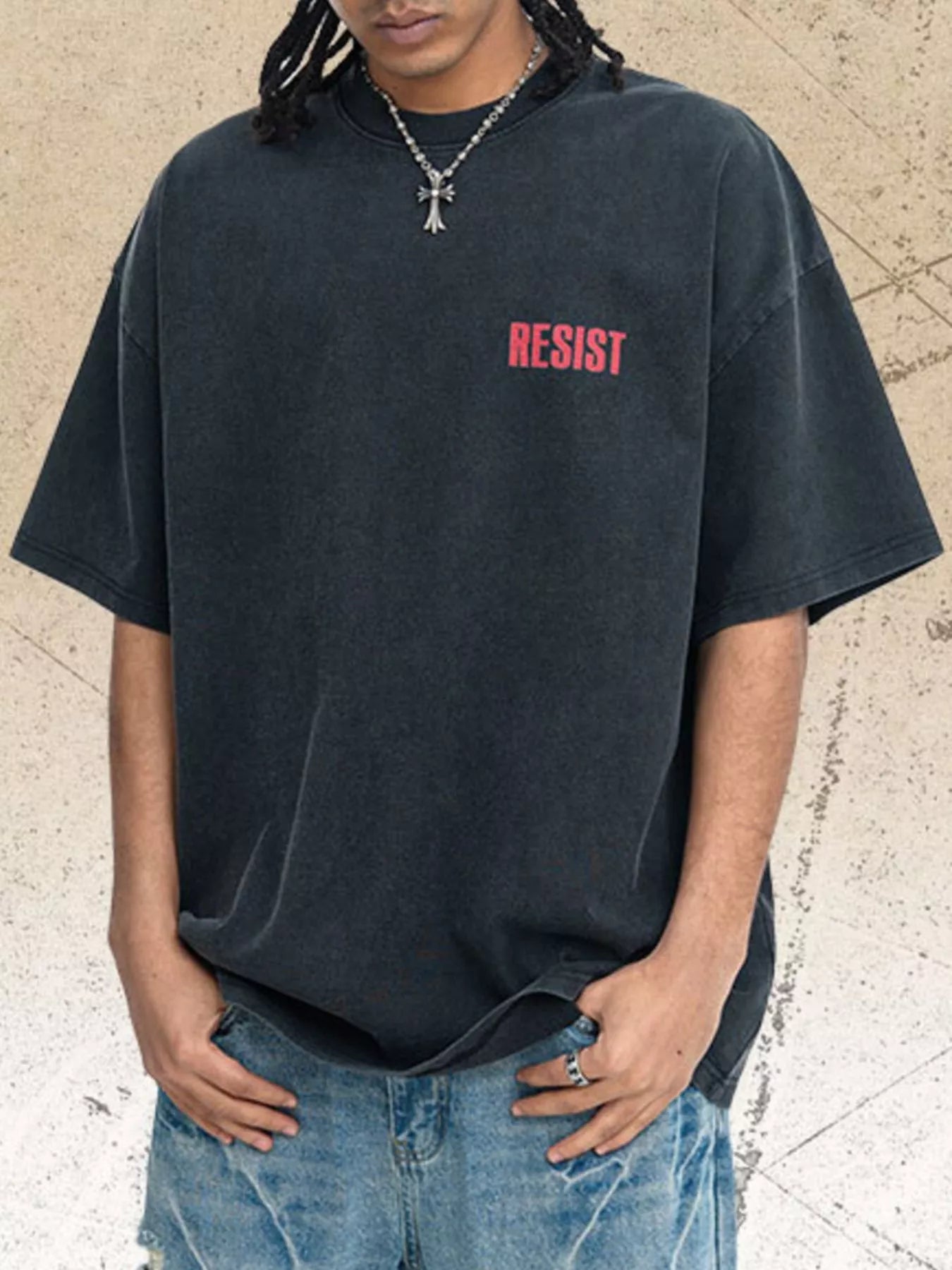 Men's Vintage Graphic Back Round Neck T-Shirt