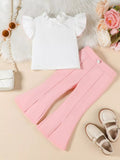 Children's Ruffle Trim Top and Flare Leg Pants Set
