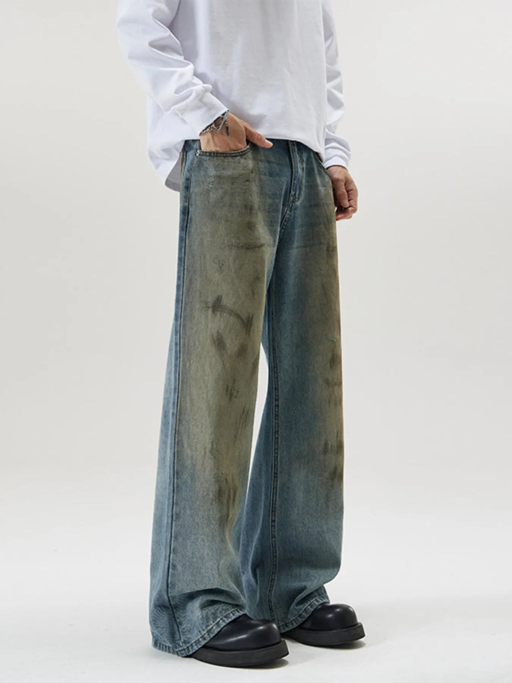 Men's Full Size Wide Leg Relaxed Fit Jeans Plus Size