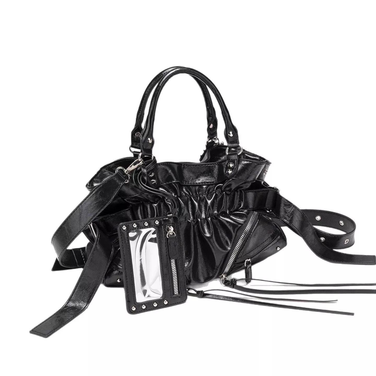 Ruched Leather Crossbody Bag