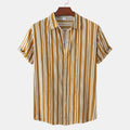Men's Plus Size Striped Short Sleeve Button-Down Shirt