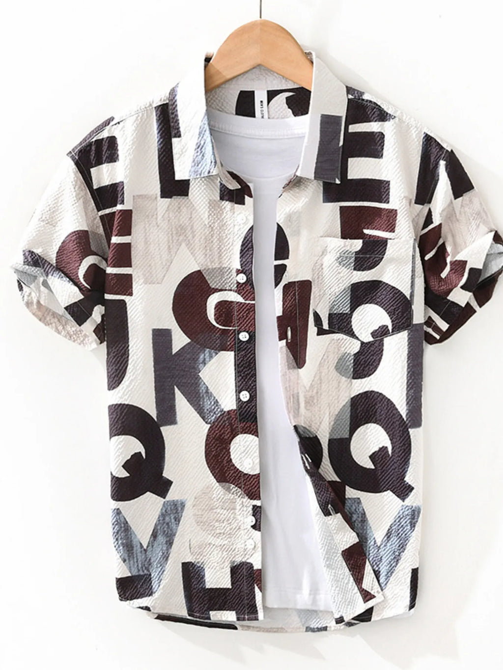 Men's Printed Button Up Short Sleeve Shirt