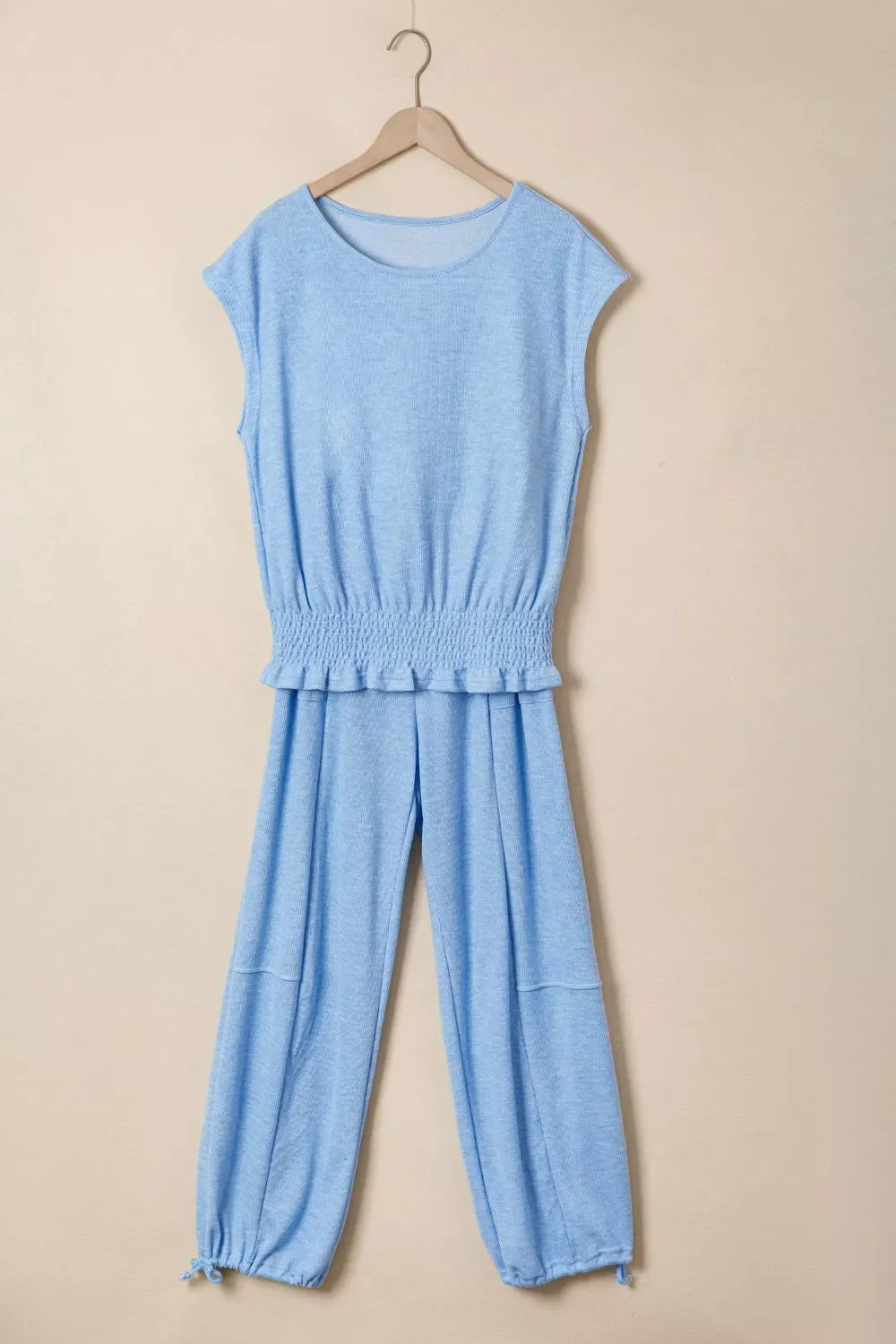 Cap Sleeve Matching Top and Jogger Pants Set