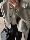Button Up Tweed Cropped Jacket