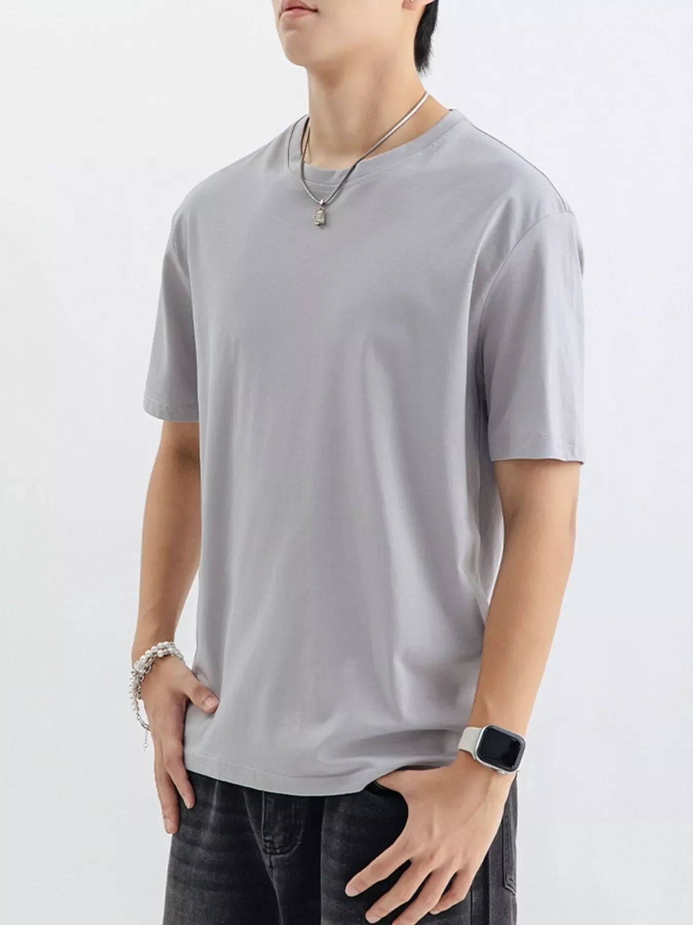 Men's Plus Size Casual Solid Color T-Shirt