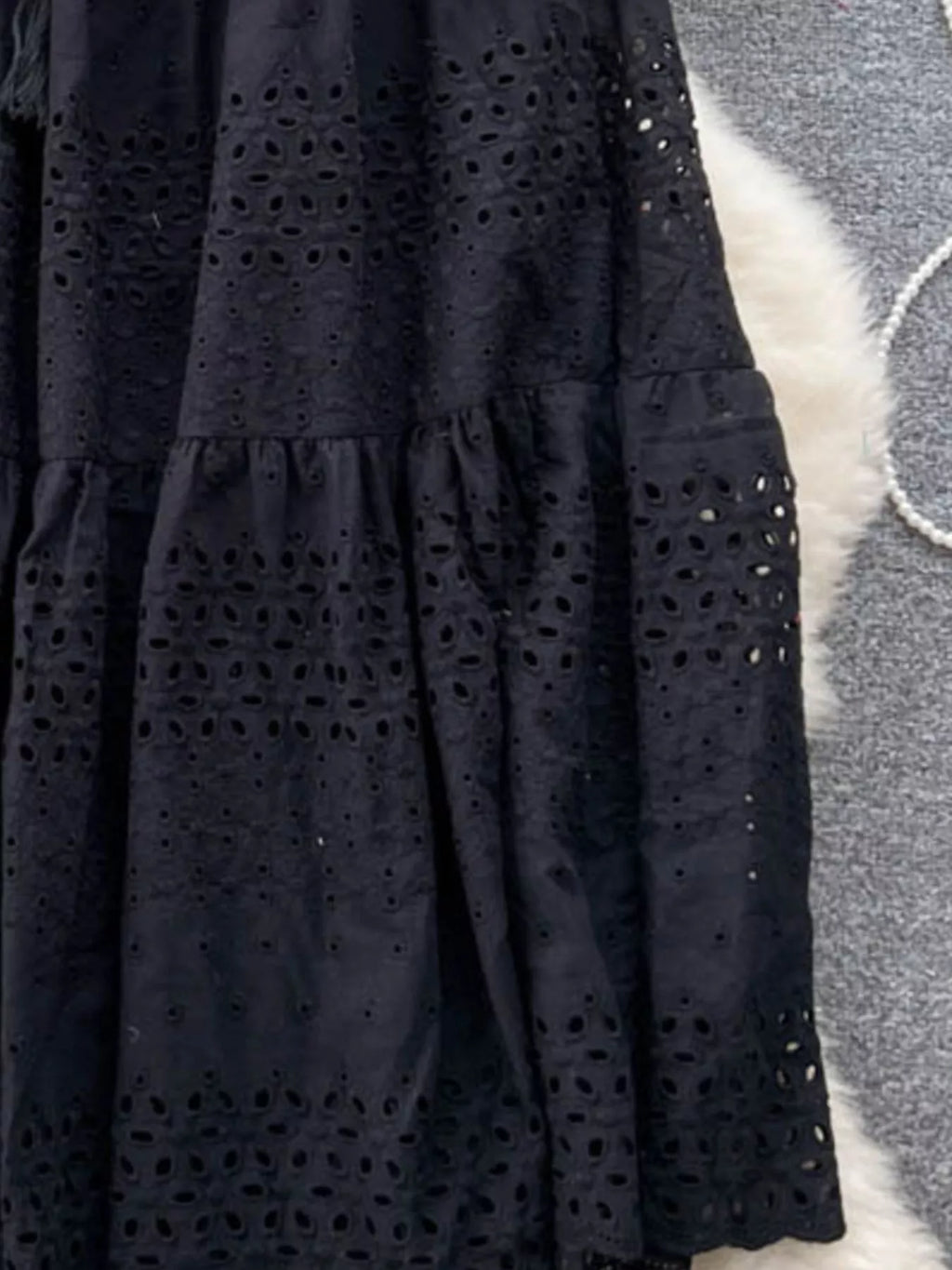 Eyelet Tiered Maxi Skirt
