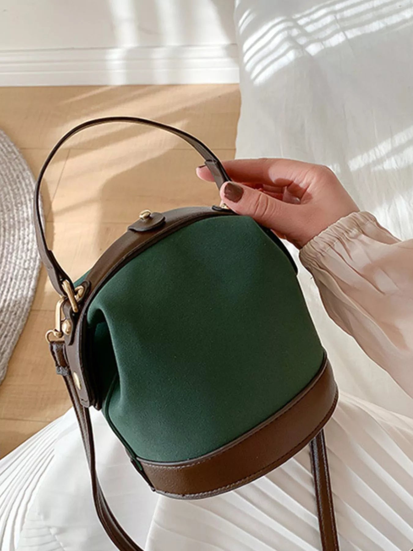 Two-Tone Bucket Crossbody Bag