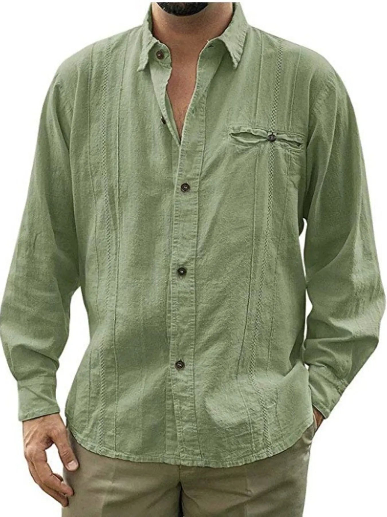 Men's Plus Size Button Up Long Sleeve Shirt