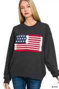 Zenana French Terry American Flag Pullover