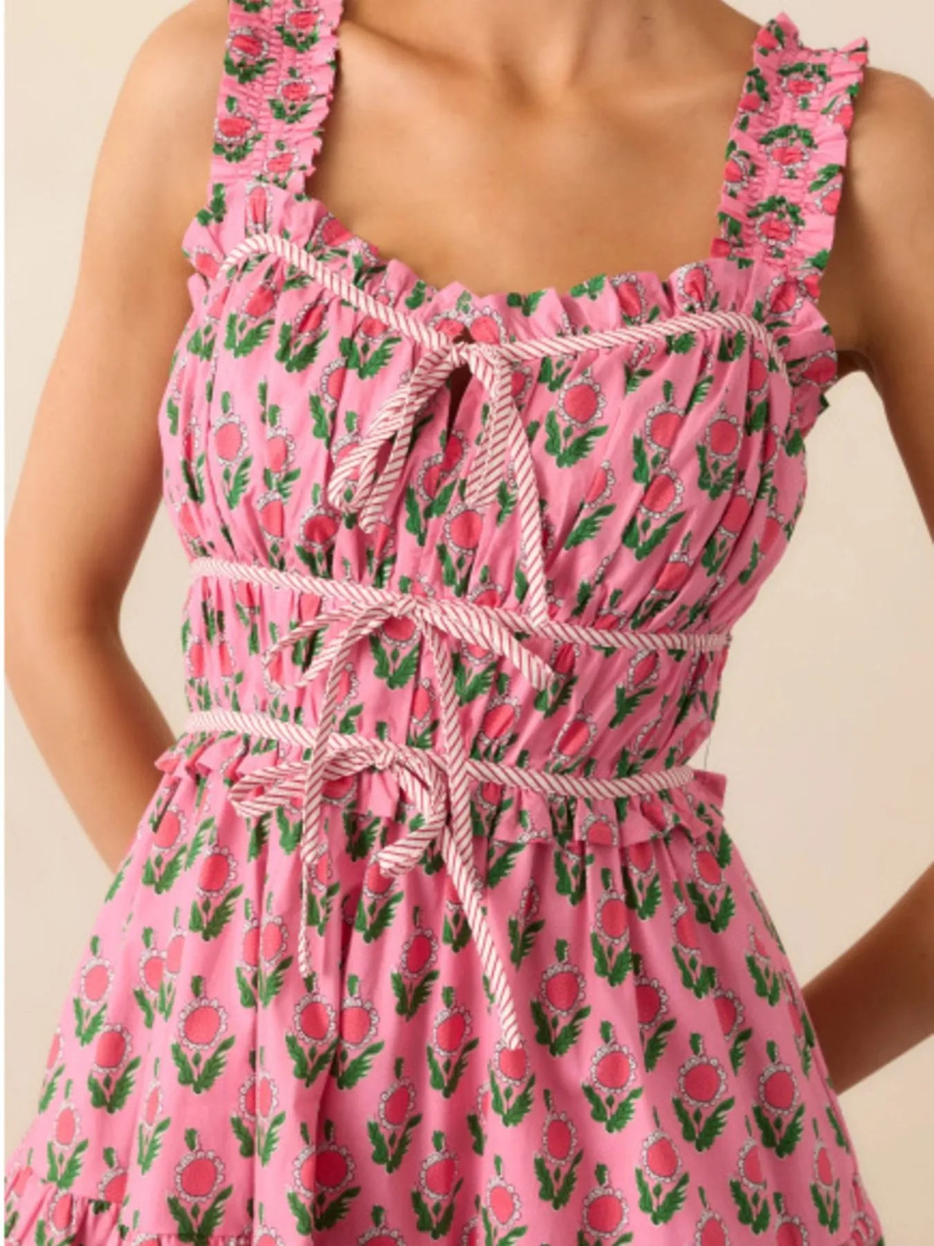 Floral Print Ruffled Midi Dress with Pockets