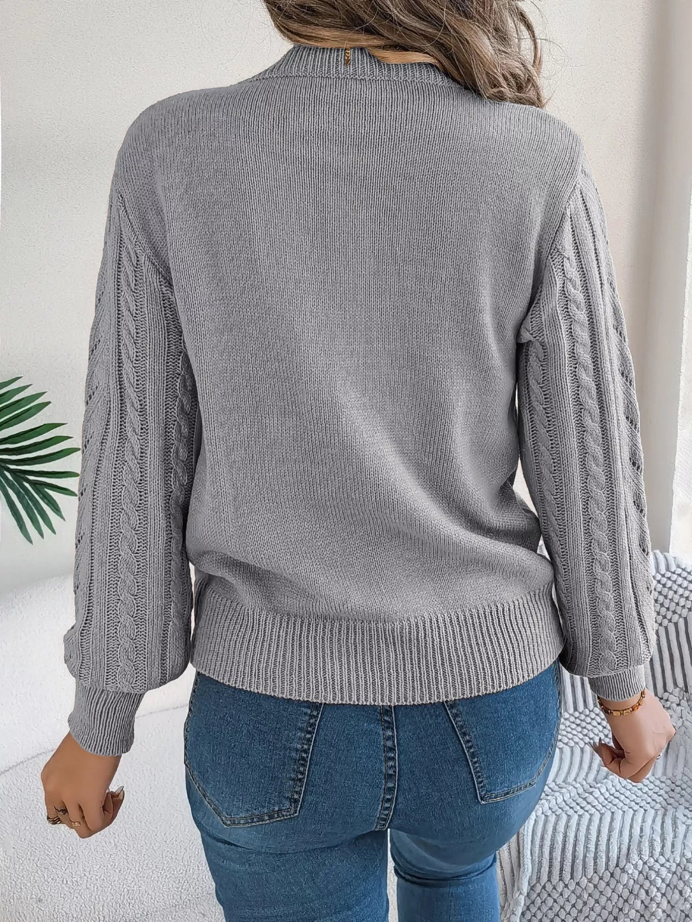 Cable-Knit Round Neck Sweater