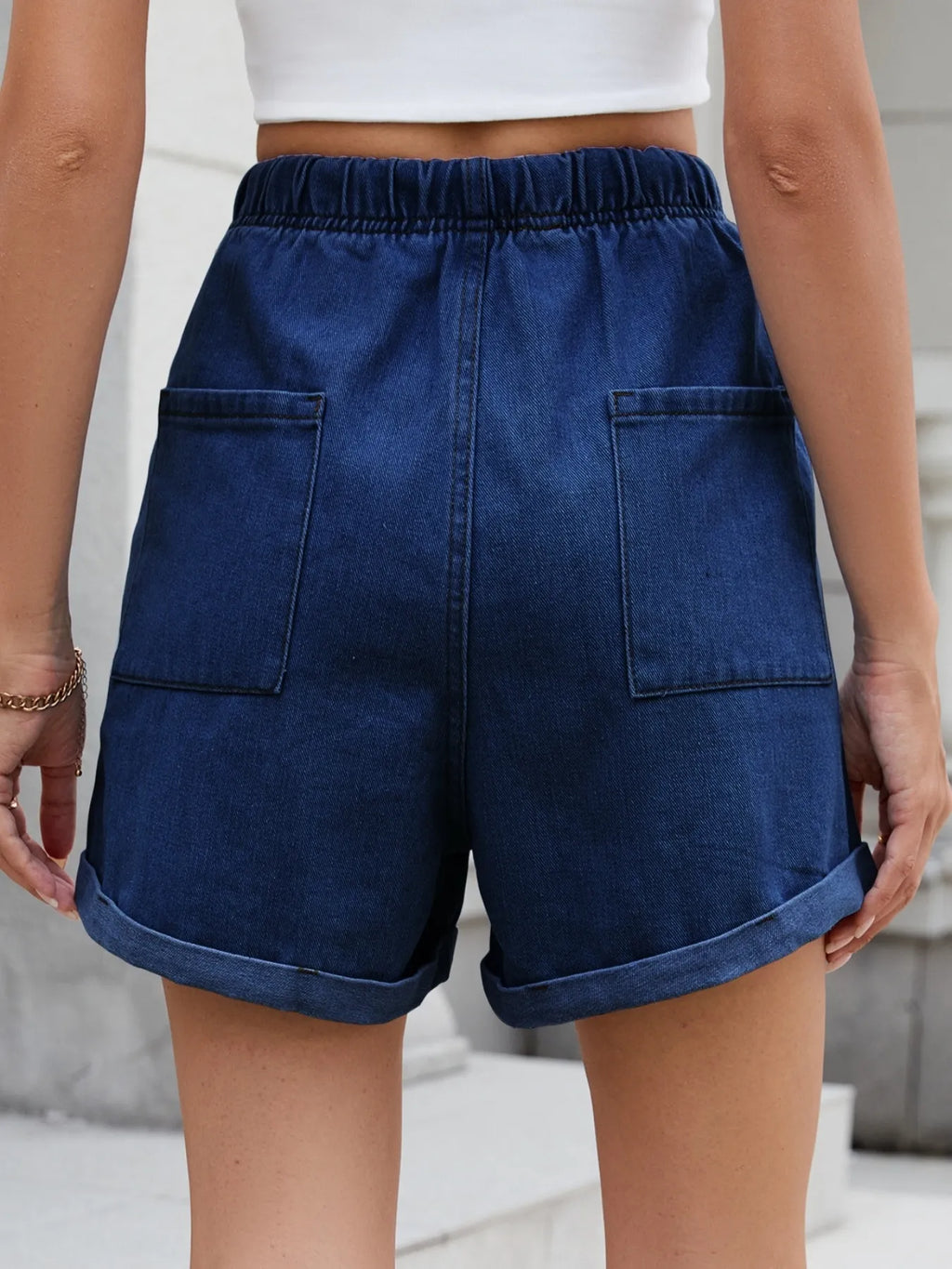 Drawstring Wash Denim Shorts