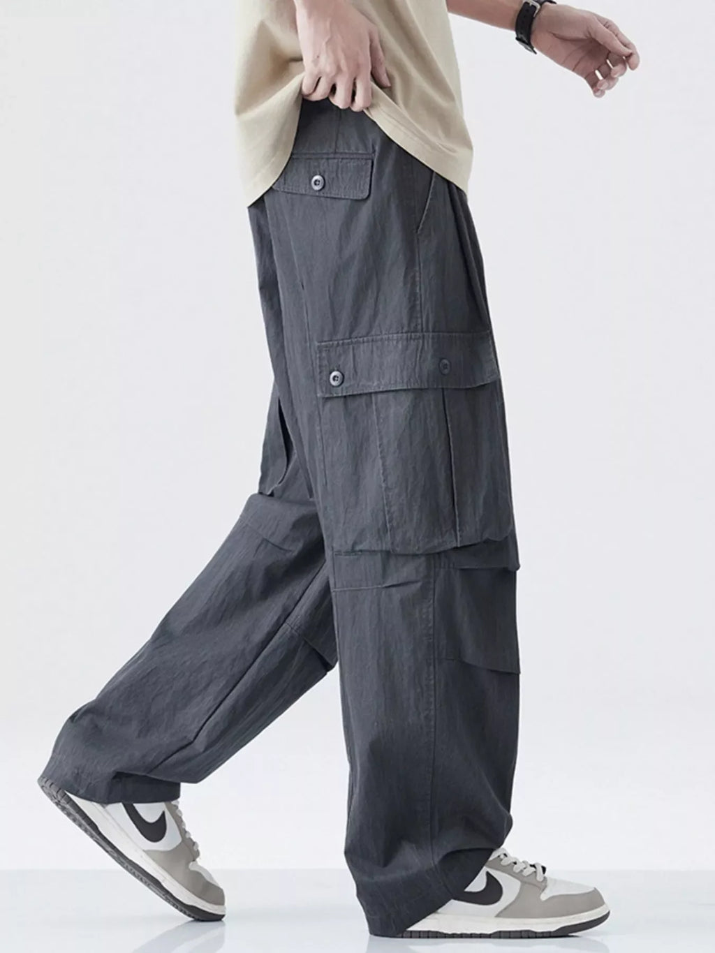 Men's Drawstring Wide Leg Cargo Pants