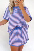 Striped Short Sleeve Tee and Shorts Set