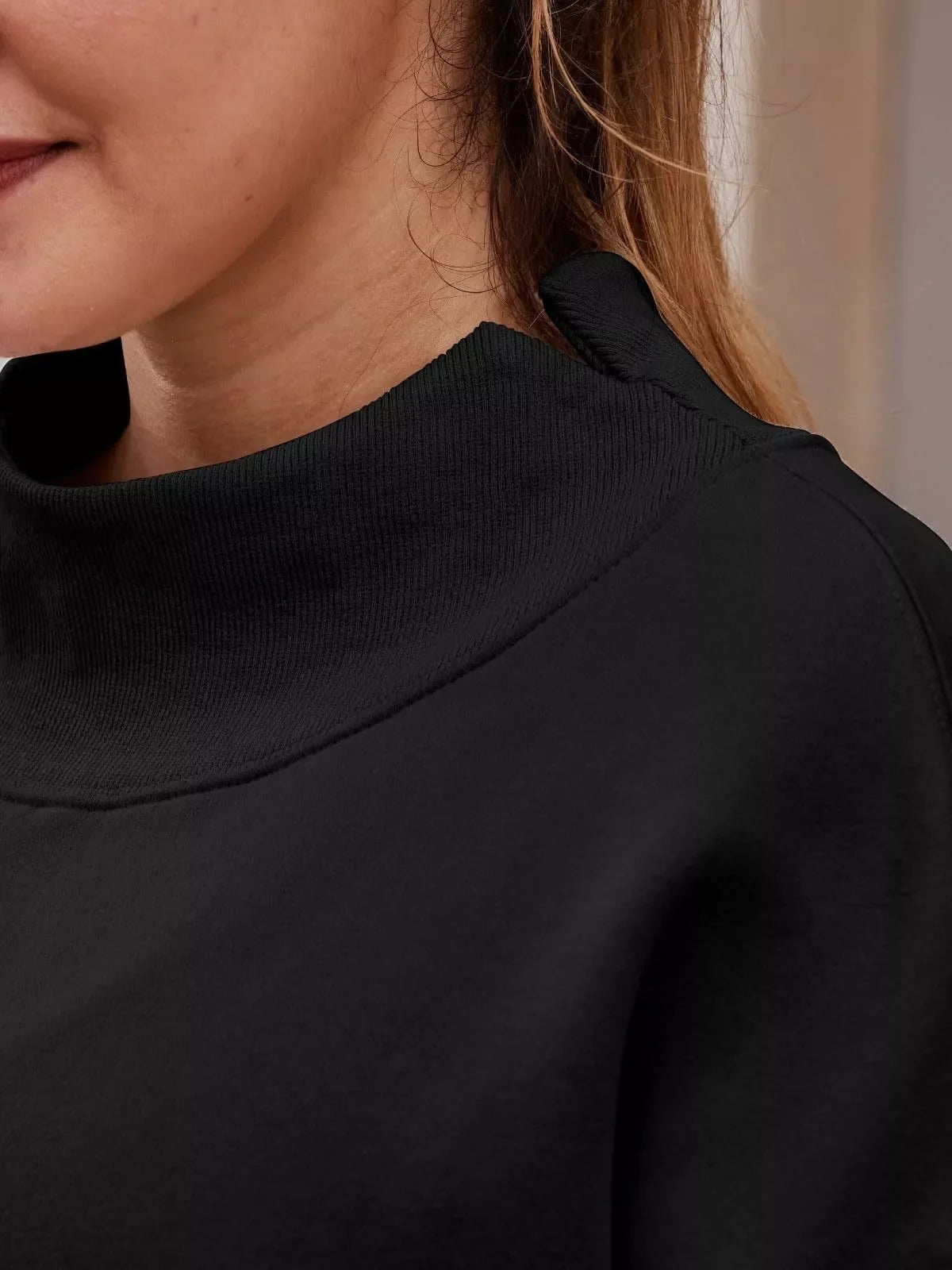 Mock Neck Dropped Shoulder Sweatshirt