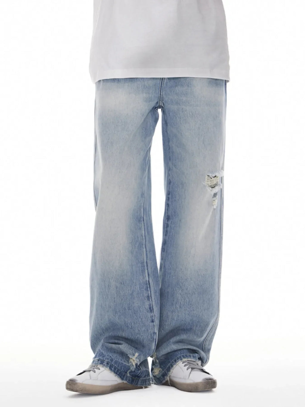 Men's Distressed Wide Leg Jeans