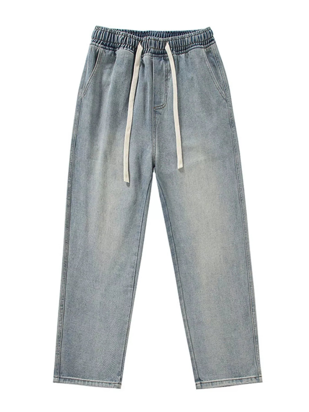 Men's Full Size Wide Leg Drawstring Jeans Plus Size