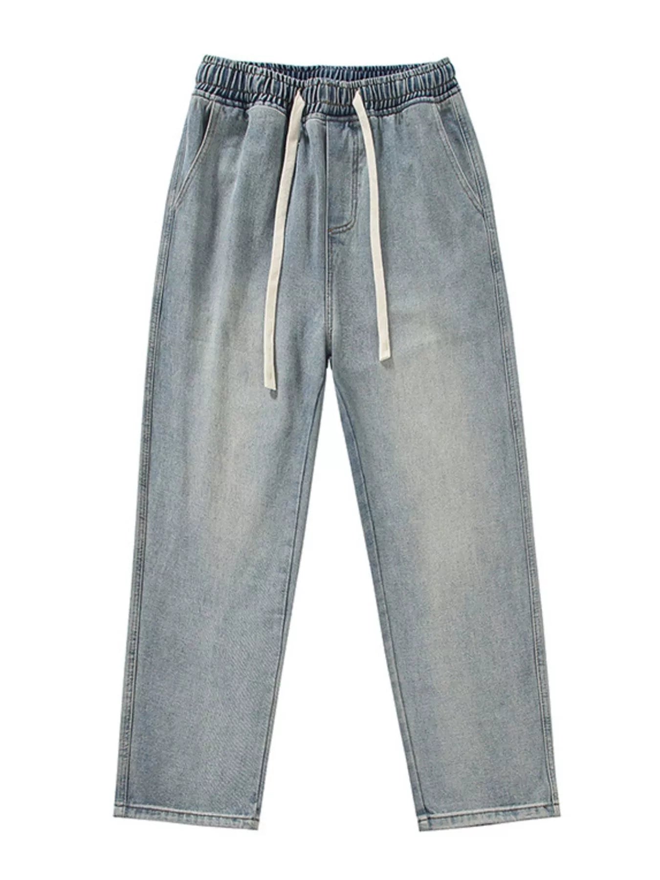 Men's Full Size Wide Leg Drawstring Jeans Plus Size