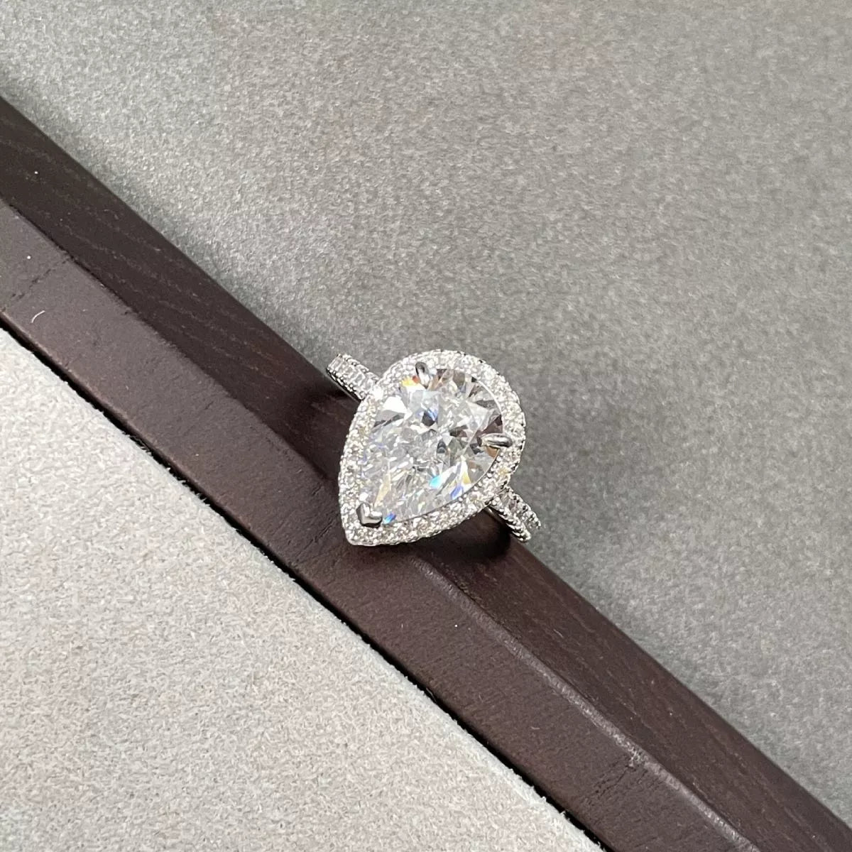 4 Carat 925 Sterling Silver Moissanite Teardrop Ring