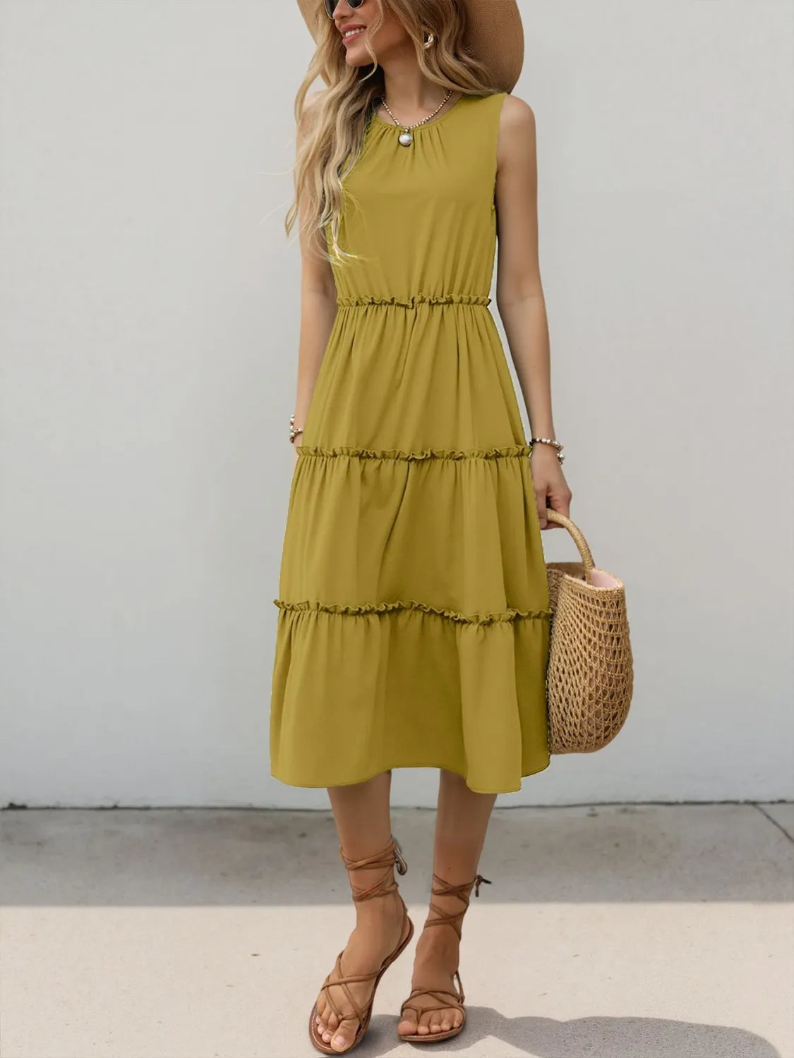 Frill Tiered Midi Dress