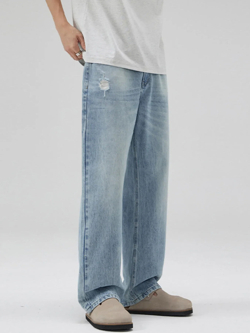 Men's Full Size Relaxed Fit Washed Wide Leg Jeans Plus Size